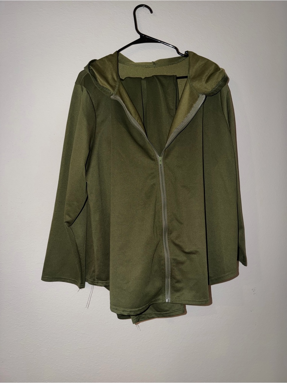 Green Hooded Zip-Front Women’s Jacket With Matching Straight Leg Sweat Pants
